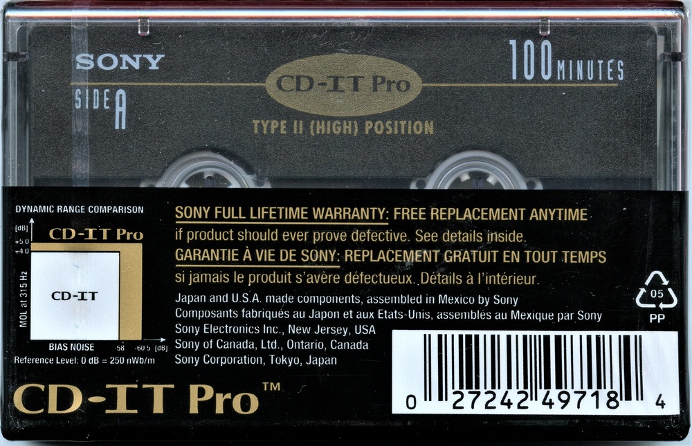 Аудіокасета Sony CD-IT PRO 100 (1992) 2_T05892 фото