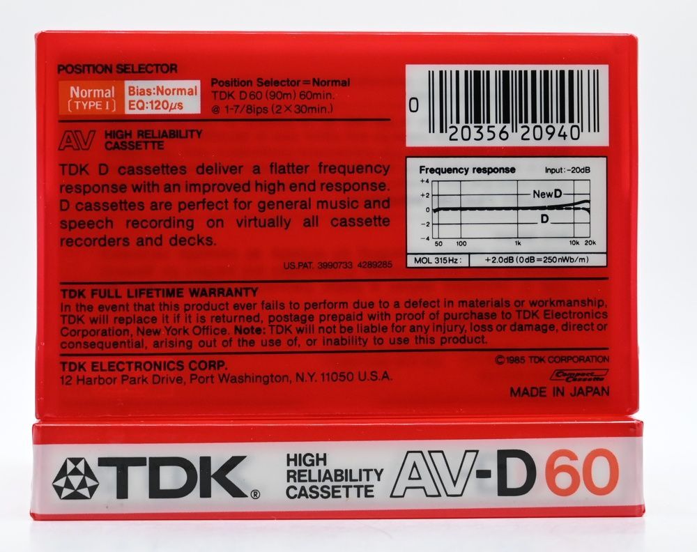 Аудіокасета: TDK AV-D60 (1985) T00260-3A фото
