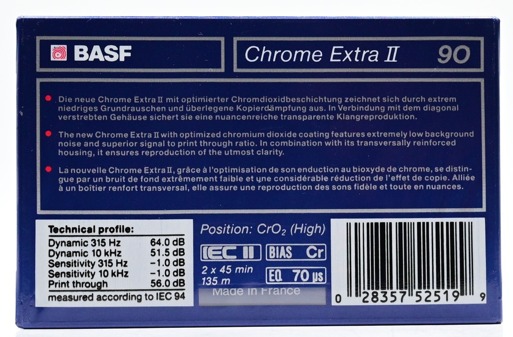 Аудіокасета BASF Chrome Extra II 90 (1989-90) emT032 фото