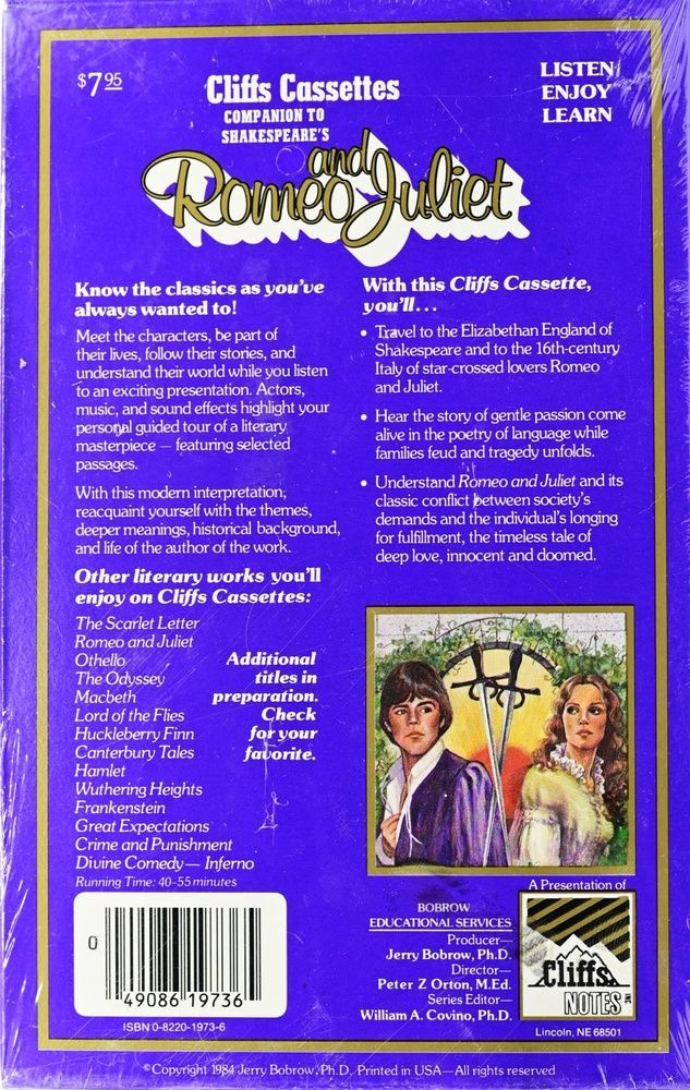 Аудіокасета Cliffs Cassettes Romeo and Juliet (1984) - нова 07275 фото