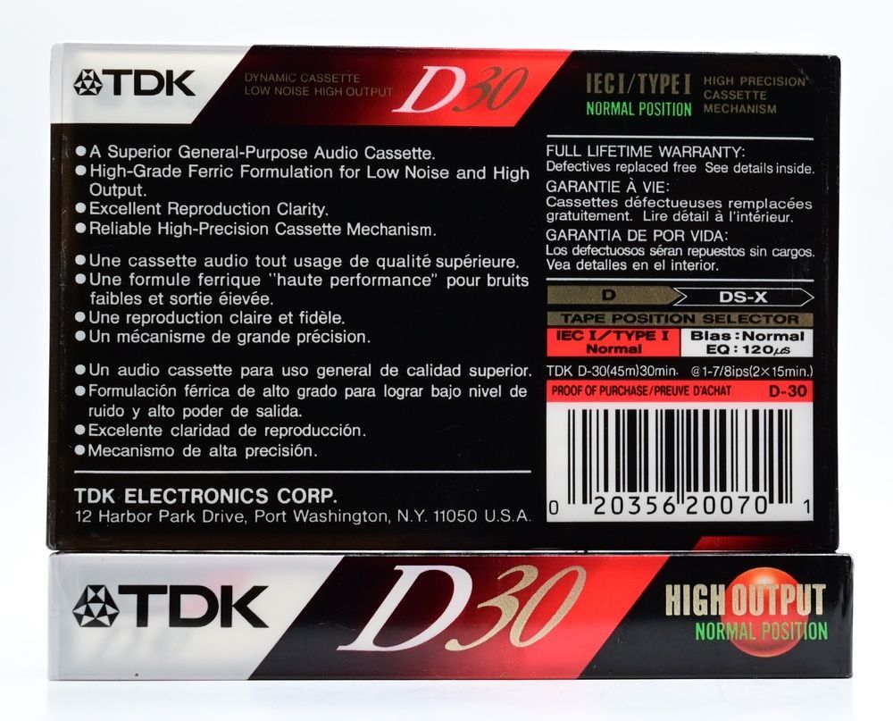 Аудіокасета: TDK D30 (1992) 0T0390 фото