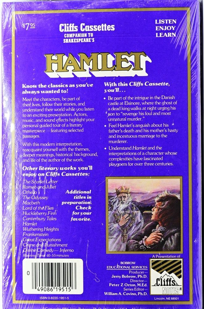 Аудіокасета Cliffs Cassettes HAMLET&nbsp;(1984) - нова 07272 фото