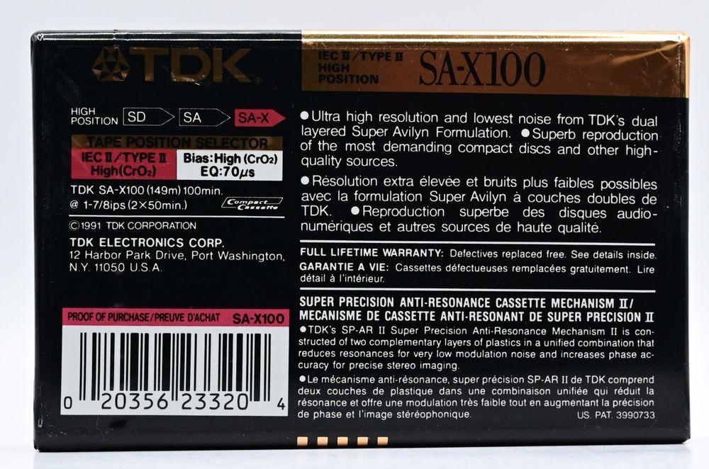 Аудіокасета TDK SA-X 100 (1990) 5T060_5 фото